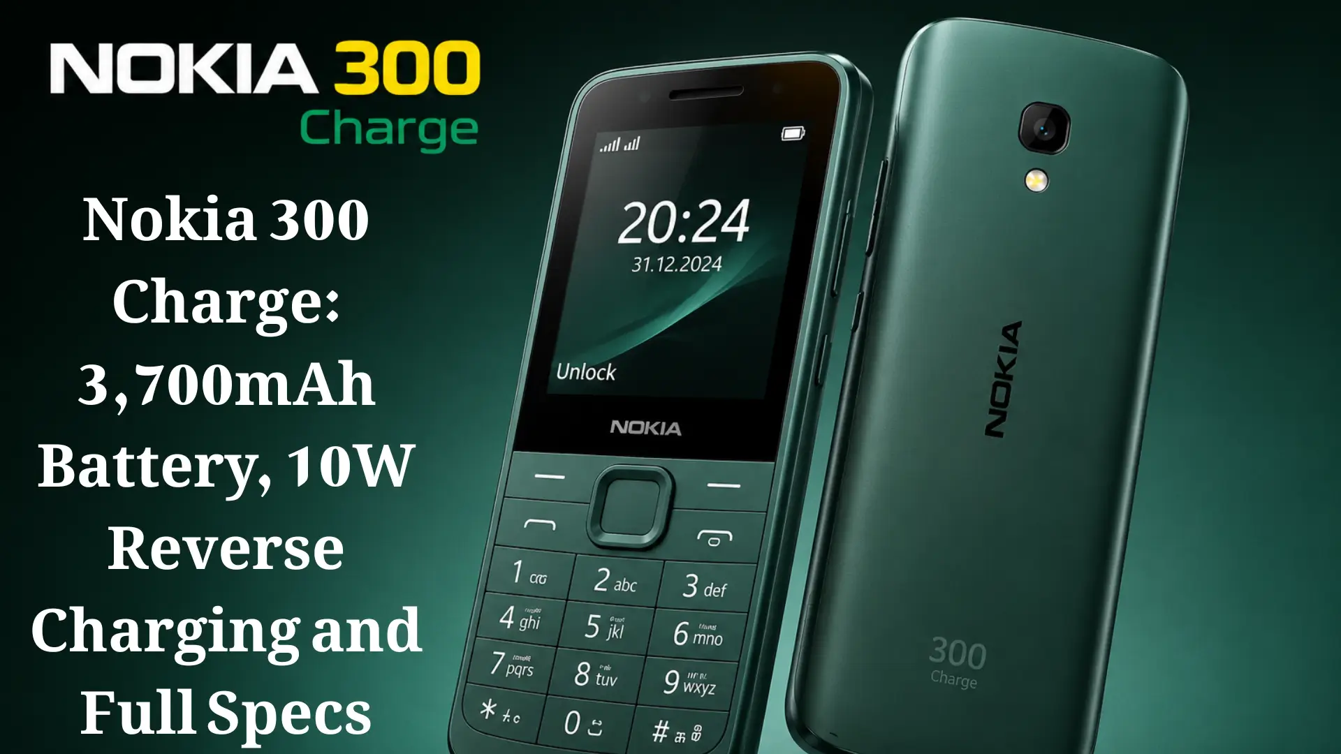Nokia 300 Charge Full Specifications: Massive Battery, USB-C and Dual SIM