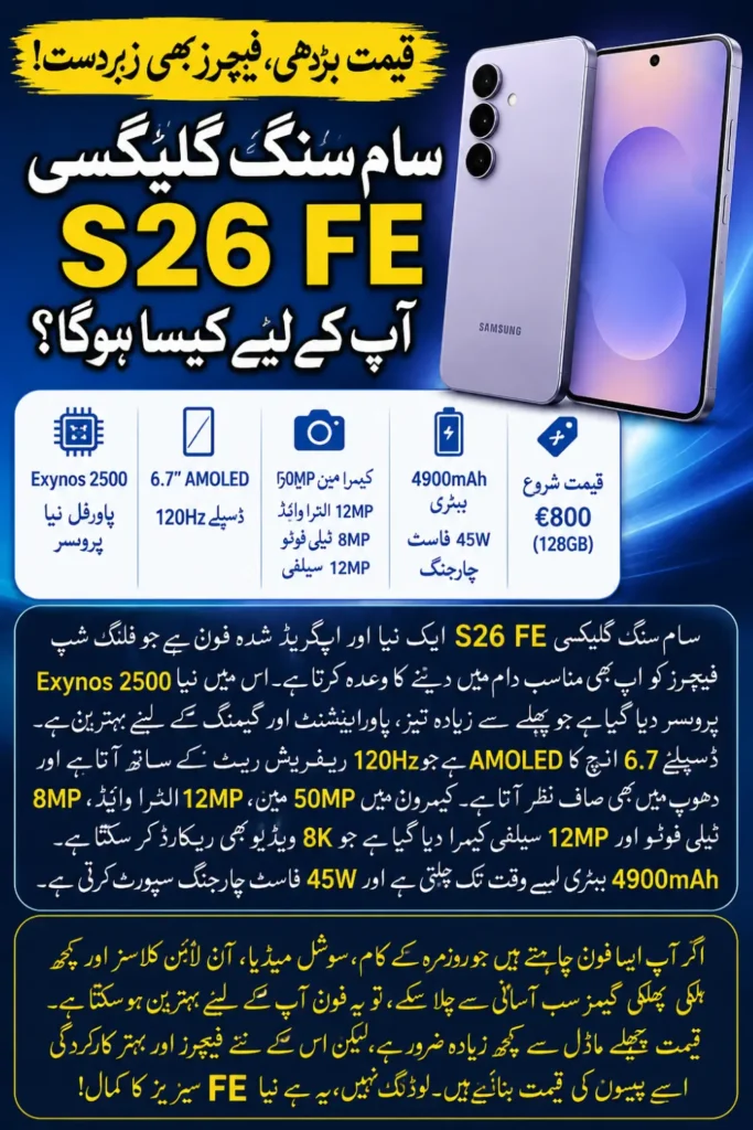 Samsung Galaxy S26 FE Leak: Exynos 2500, 50MP Camera, 4900mAh Battery Check Details