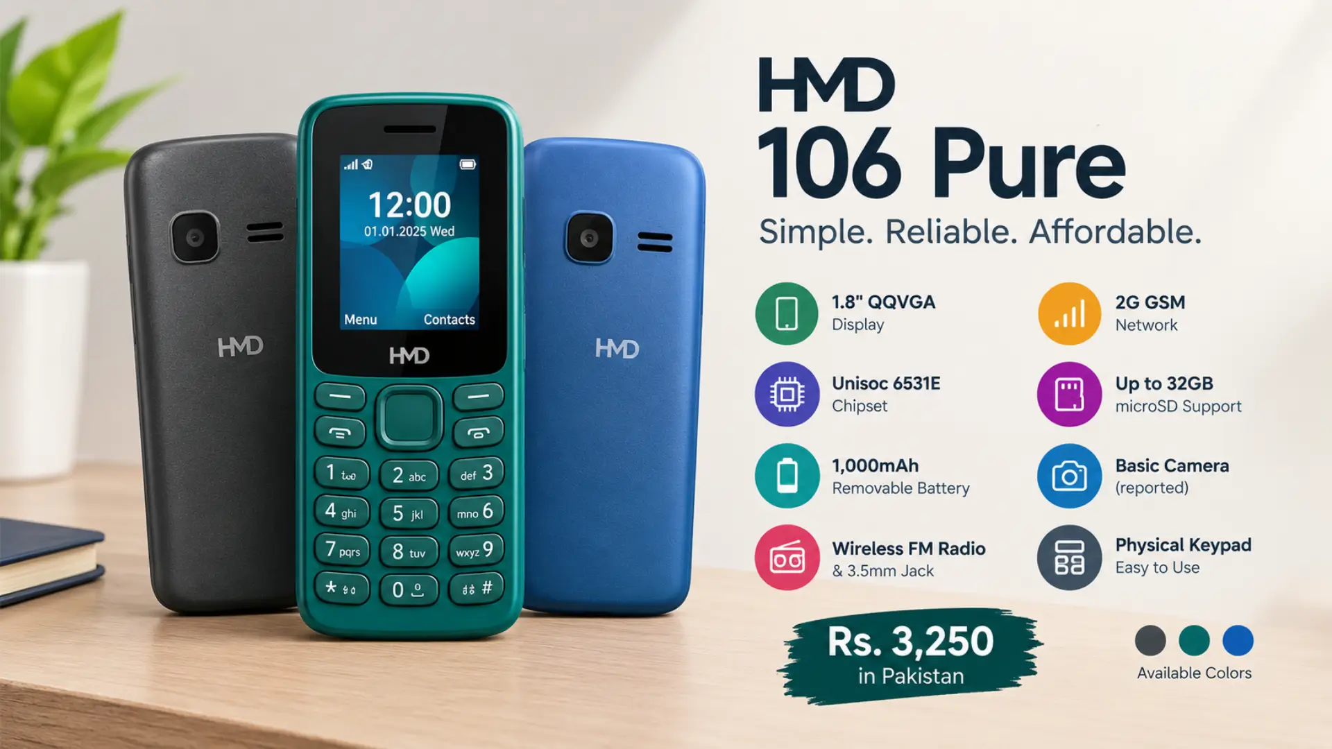 HMD 106 Pure Price in Pakistan, Specs and Features