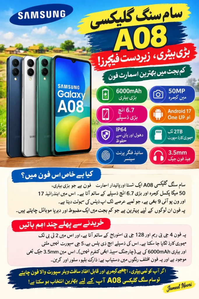 Samsung Galaxy A08 Quietly Goes Official With Android 17 and 6000mAh Battery