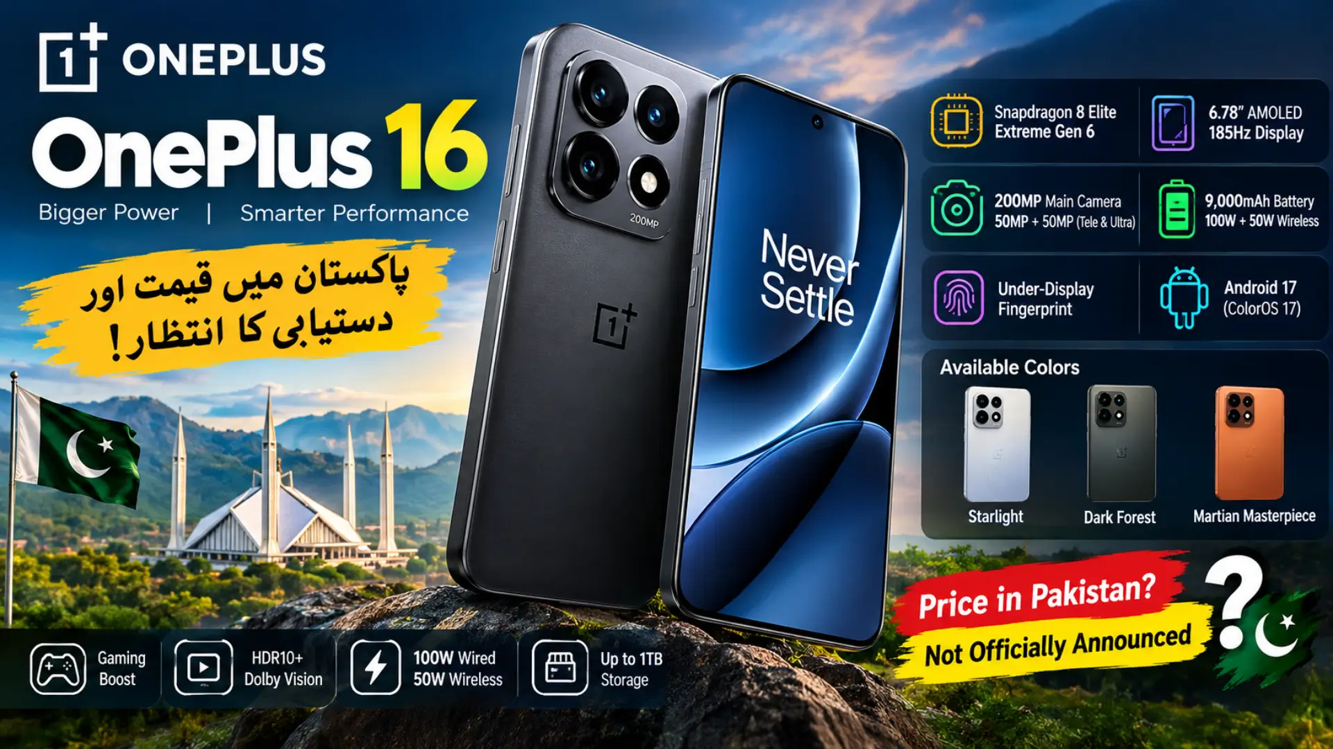 OnePlus 16 Price in Pakistan, Specs, Camera and Features